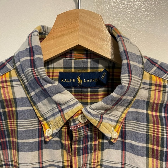 Ralph Lauren Blue Yellow Plaid Lined Long Sleeve Button Down Shirt Men’s Med. - Picture 1 of 7